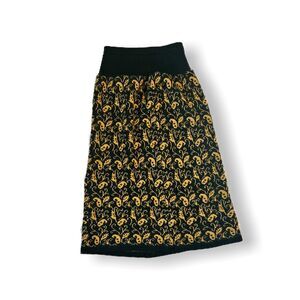 Miss Chloe *ONLY ONE* Green & Gold Filigree Print Vintage Wool Skirt, EU 40/US 6